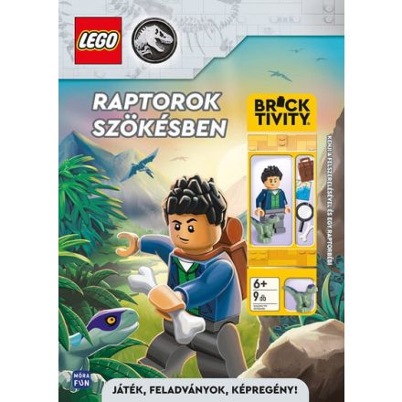 Lego Jurassic World: Raptorok szökésben - Kenji a felszerelésével és egy raptorbébi